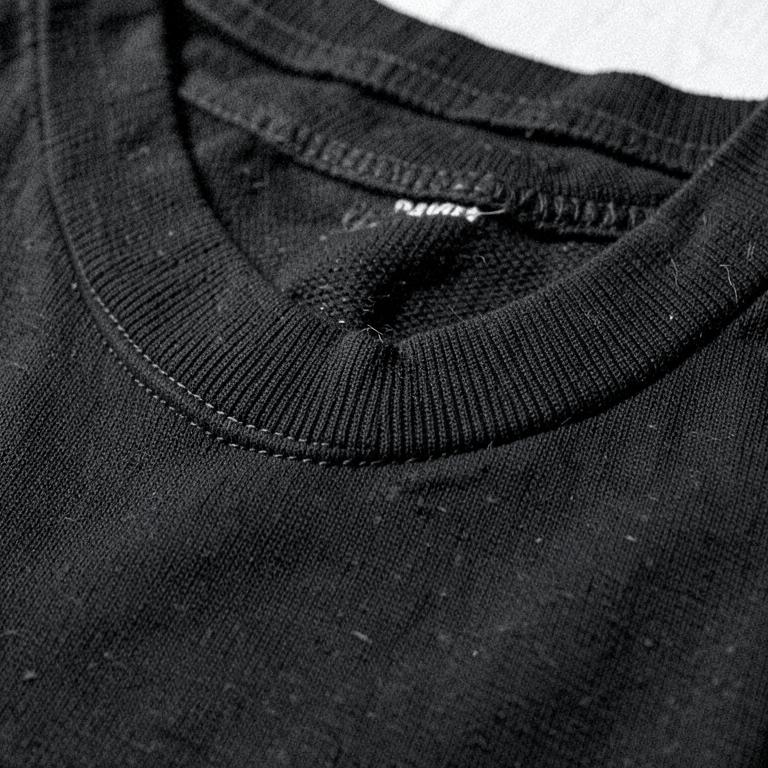 Close-up of heavyweight cotton tee collar